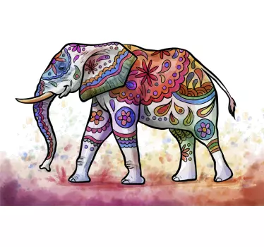 Maalattu norsu villieläin tarra - Tenstickers