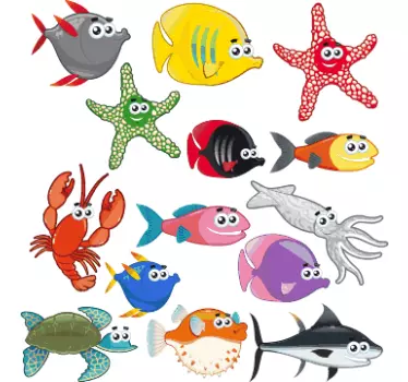 Meren Eläimiä Sisustustarroja - Tenstickers