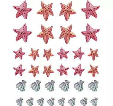 Meritähti ja kuoret seinä tarra - Tenstickers