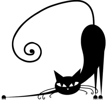 Musta venyttelevä kissatarra - Tenstickers