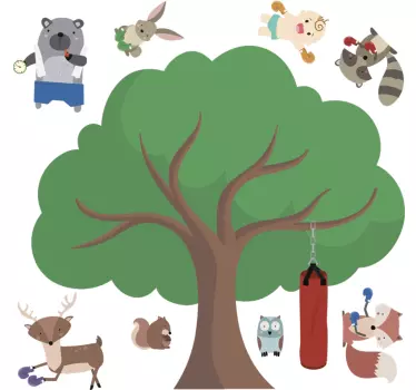 Nyrkkeilyeläinten kotiseinän tarra - Tenstickers