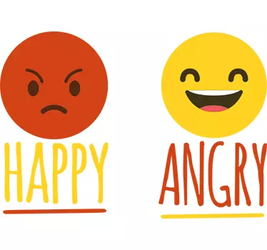 Onnellinen ja vihainen emoji-seinä tarra - Tenstickers