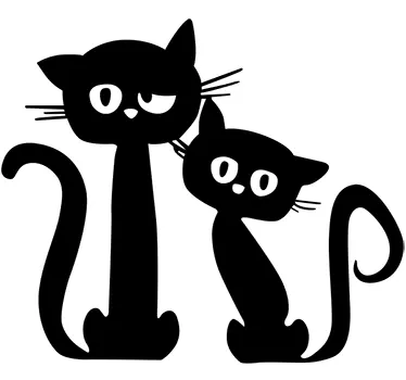Pari mustia kissoja seinä tarra - Tenstickers
