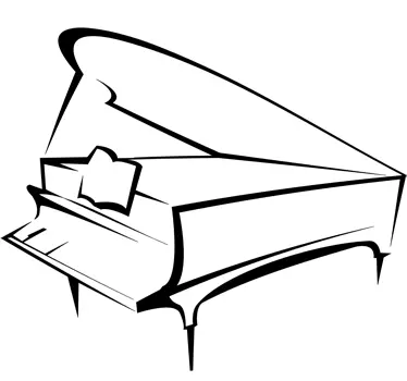 Piano piirustus koriste tarra - Tenstickers