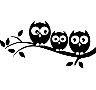 Pöllöt oksaa lintu tarra - Tenstickers
