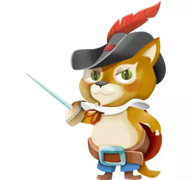 Puss saappaissa lasten seinätarra - Tenstickers