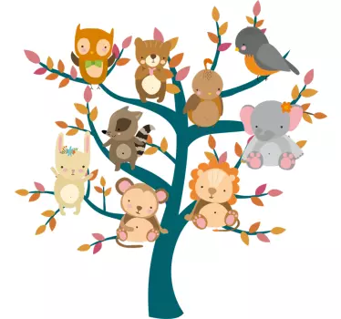 Puu eläimillä seinä tarra - Tenstickers