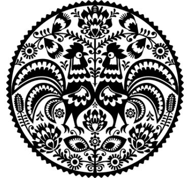 Pyöreä kukka- ja kana-seinä tarra - Tenstickers