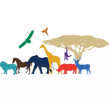 Safari eläimet eläinten seinä tarra - Tenstickers