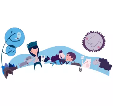 Sininen eläinmaisema tarra - Tenstickers