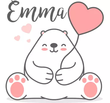Söpö karhu nimellä mukautettava seinä tarra - Tenstickers