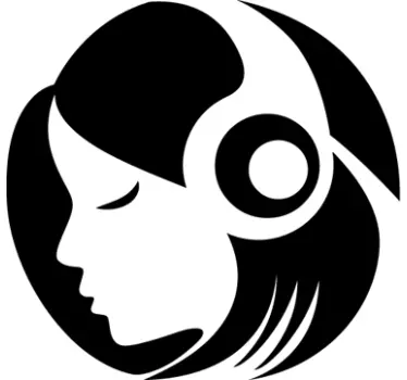 Tyttö kuulokkeet siluetti tarra - Tenstickers