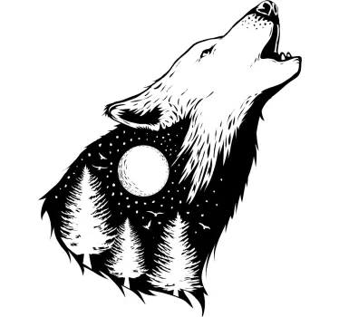 Ulvova susi villieläin tarra - Tenstickers