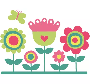 Värikäs puutarha ja perhonen - Tenstickers