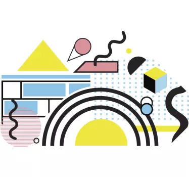 Värikkäitä geometrisia muotoja sängynpääty tarra - Tenstickers