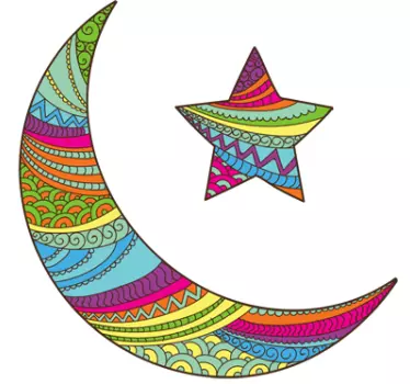 Värillinen arabialainen kuu ja tähdetarra - Tenstickers