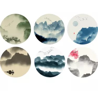 Vuoret ja puut luonto seinätarra - Tenstickers