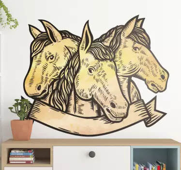 3 hevosen kasvot tarra - Tenstickers