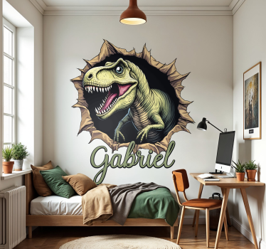 3d-efekti nimellä dinosaurus tarra - Tenstickers