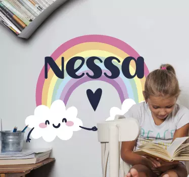 Henkilökohtainen nimi sateenkaaressa seinätarra lastenhuone - Tenstickers