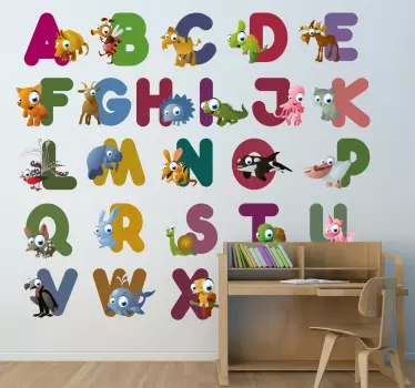 Aakkoset & eläimet sisustustarra - Tenstickers