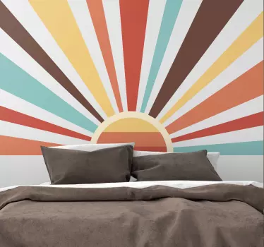 Abstrakti vintage auringonlasku Sol 70 luvulla seinätarrat - Tenstickers