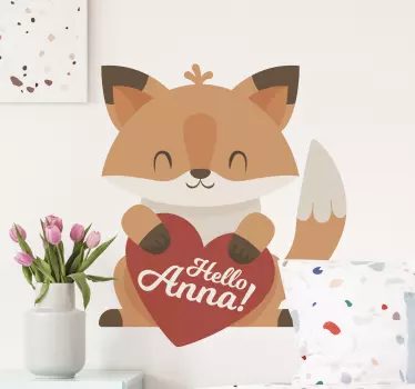 Anime-kettu tervehtii kuvitus seinätarra - Tenstickers