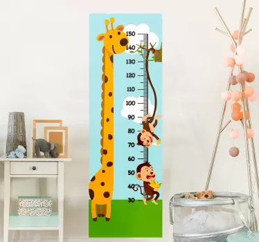 Apina ja kirahvin mittaaja mittanauhatarra - Tenstickers