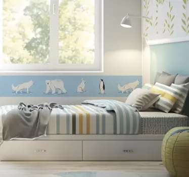 Arktiset eläimet koristereunus seinätarra - Tenstickers