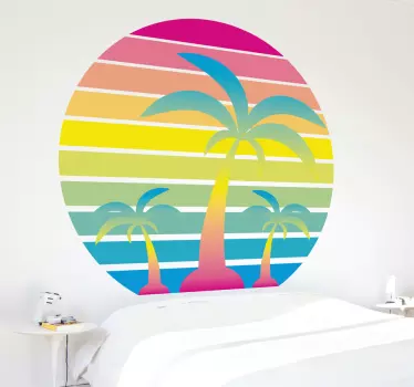 Auringonlasku ja palmut luontotarra - Tenstickers