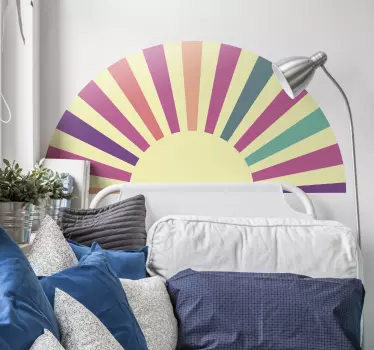 Auringonnousun värisäteet sängynpääty tarra - Tenstickers