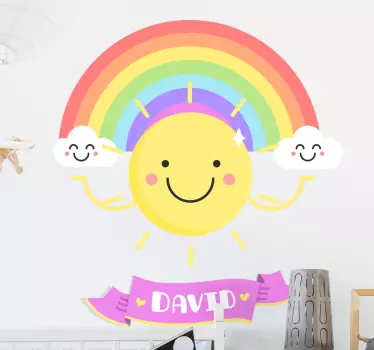 Aurinko ja sateenkaari räätälöity vauvatarrat - Tenstickers