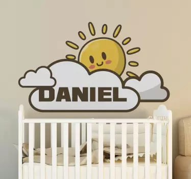 Aurinko pilven yllä nimellä seinätarra lastenhuone - Tenstickers