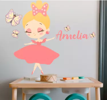 Ballettyttö nimellä seinätarra lastenhuone - Tenstickers