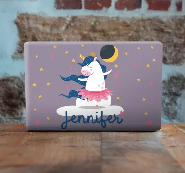 Ballerina yksisarvinen pilvessä Läppäritarrat - Tenstickers