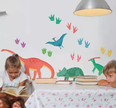 Dinosaurukset ja jalanjäljet Dinosaurustarra - Tenstickers