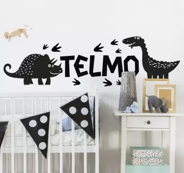 Dinosaurukset ja nimi seinätarra lastenhuone - Tenstickers