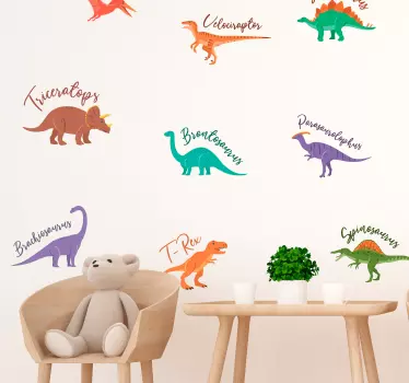 Dinosaurukset, joiden nimet ovat kotiseinän tarra - Tenstickers