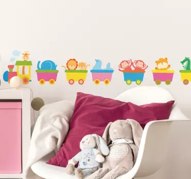 Eläinjuna koristereunus lastenhuoneeseen - Tenstickers