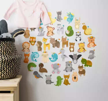 Eläintarhaeläinten pyöreä seinä tarra - Tenstickers