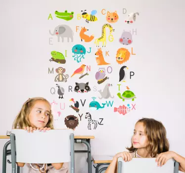 Eläinten aakkoset seinätarrat - Tenstickers