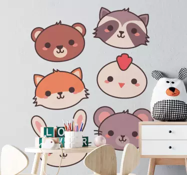 Eläinten päätä lapsille Eläintarrat - Tenstickers