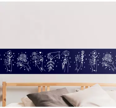 Elegant käsin piirretyt kukat koristereunus tarra - Tenstickers