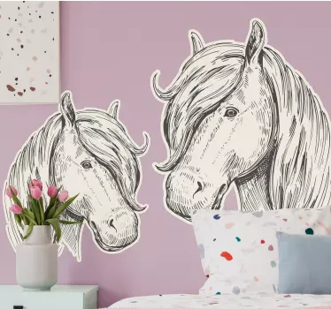 Elegantit hevosenpäät maatilan eläintarra - Tenstickers