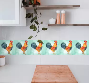 Eloisa kukko-aihe koristereunus tarra - Tenstickers