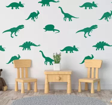 Eri dinosaurusten kotiseinän tarra - Tenstickers