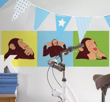 Erilaisia apinoita seinätarra - Tenstickers