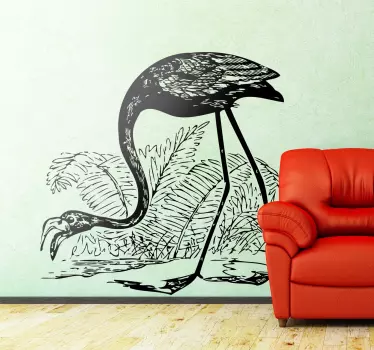 Flamingo ja saniaiset lintutarra - Tenstickers