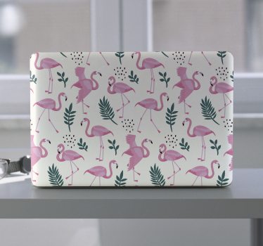 Flamingo kuvio eri lehdillä Läppäritarrat - Tenstickers