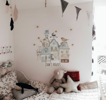 Flemish houses with name kuvitus seinätarra - Tenstickers
